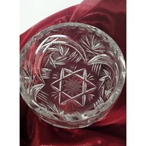 Gorgeous Cut Crystal Star  Bowl ~ Table Crystal, Vanity, Trinket Vintage EUC